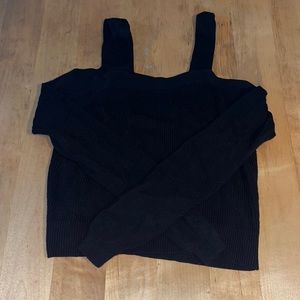 Kendall & Kylie open shoulder long sleeve black sweater